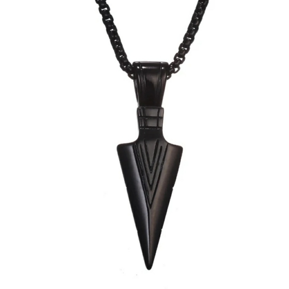 NEW Black Titanium Arrow Pendant Necklace Chain - Picture 3 of 3